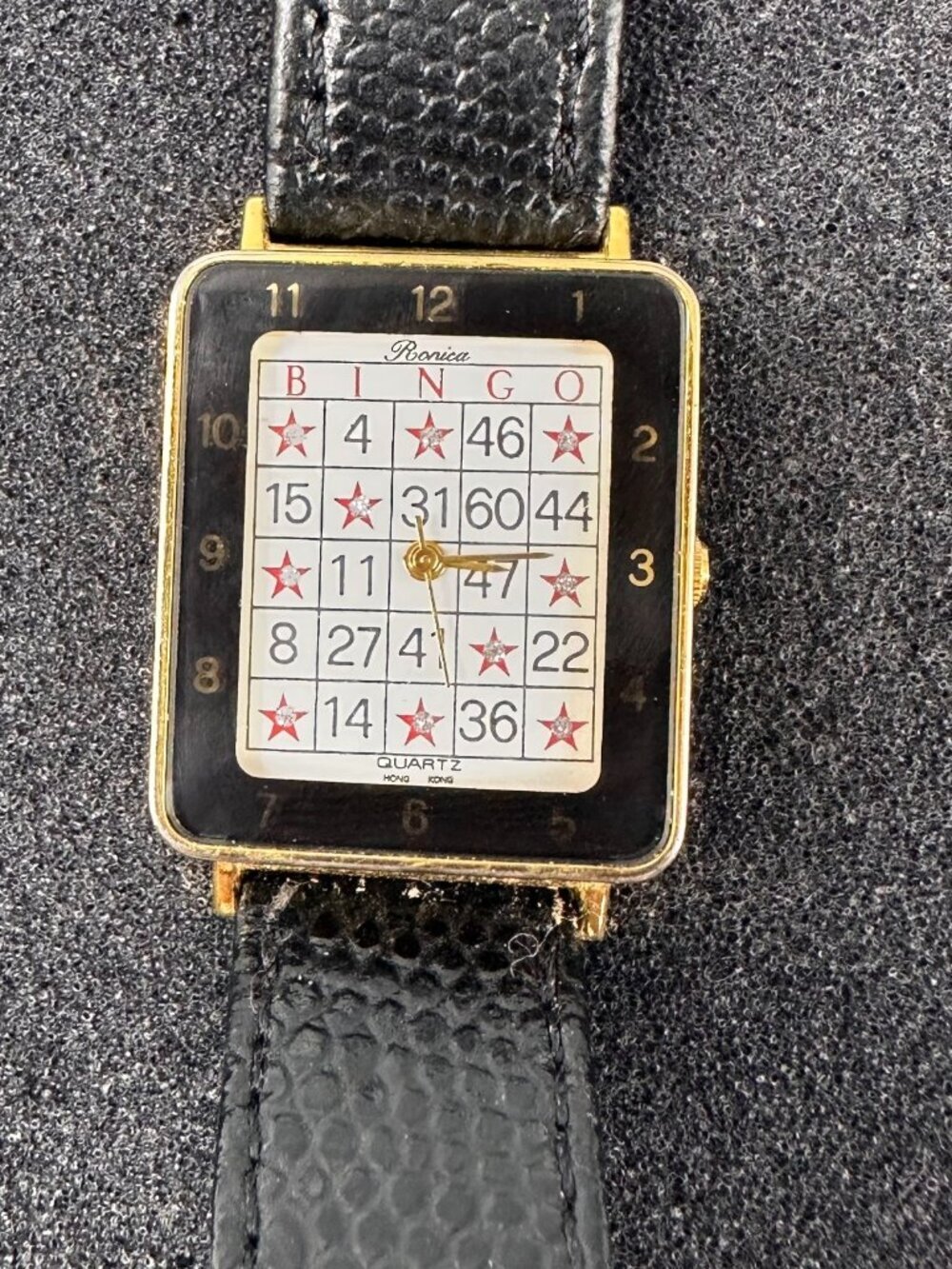 Ronica Bingo Watch Women 25mm White Dial Gold Tone Leather New Battery
